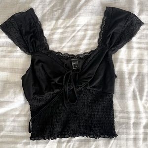 Black mesh crop top